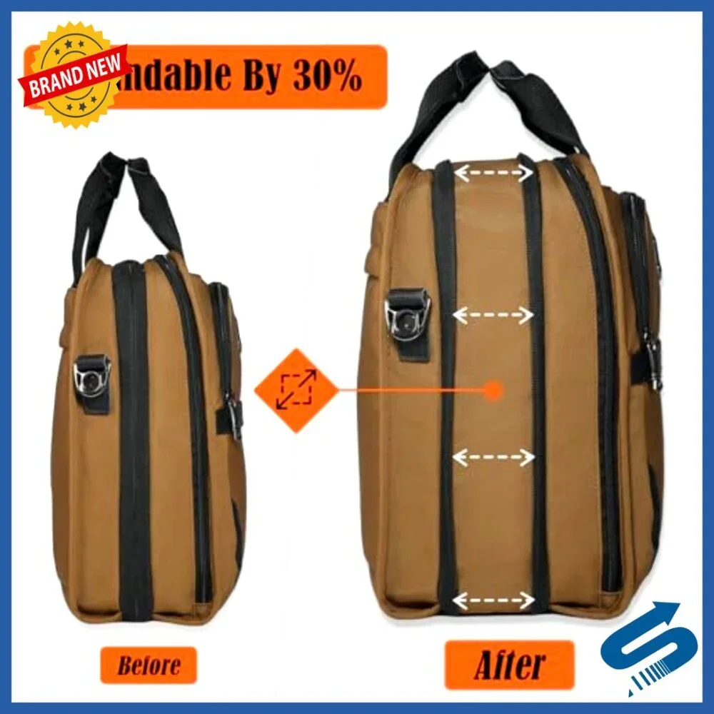 15L Expandable Messenger Bag with 14 Pockets for Work Travel